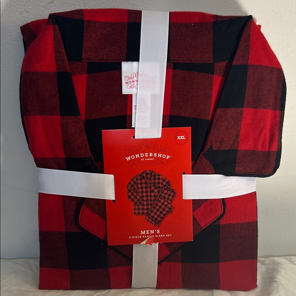 NEW Men's Red/Black Flannel Long Sleeve Shirt and Pant 2 pc matching pajamas XXL
